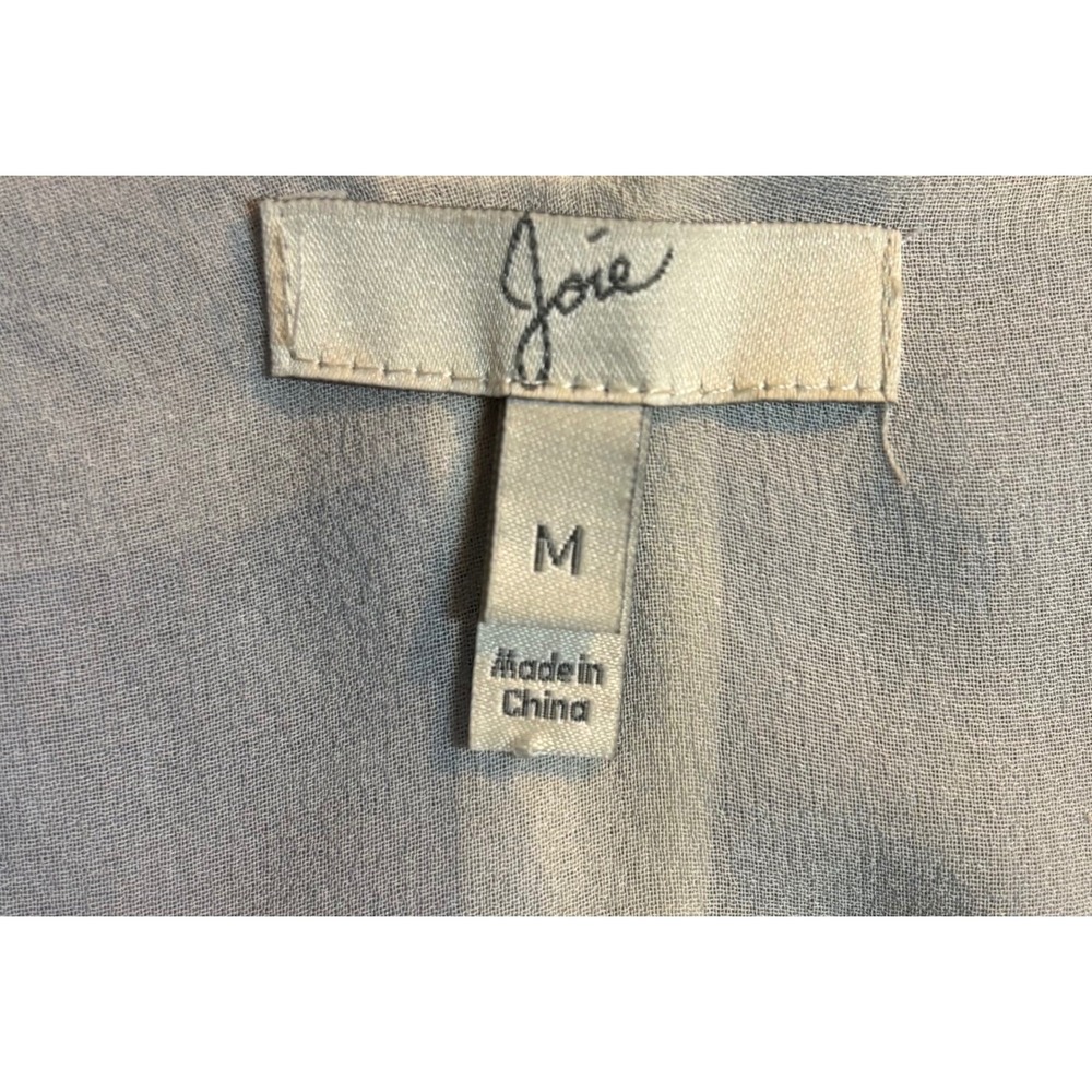 Joie Silk Sleeveless Blouse Women's Blue Cream Geometric Tiered Top Size Medium - Picture 4 of 7